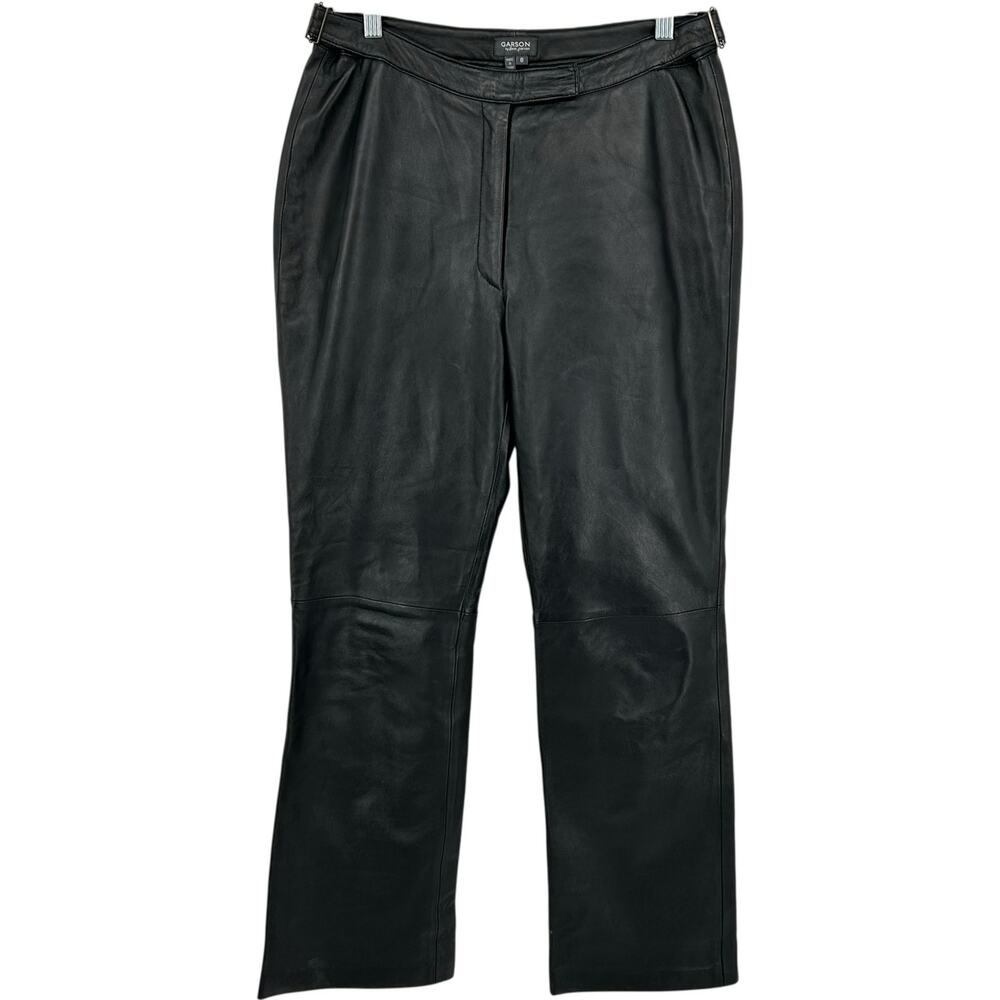 VTG 90s y2k Women's Black Garson by Rem Garson Genuine Leather Buckle Pants Sz 8